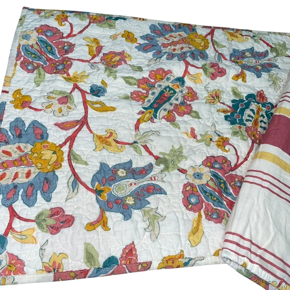 Target @Home Quilted Floral Stripe Pillow‎ Shams Set of 4 Standard